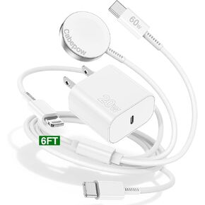 3 in 1 Apple Watch Charger iPhone 16 15 14 Charger,iPhone Watch Charger USB C Fast Multi Charging Cable 6FT with 20W Charger Block for iWatch Ultra 2/SE/Series 10/9/8/3,iPhone 16 15 14 Pro Max