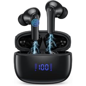 Wireless Earbuds,Bluetooth 5.3 Headphones in Ear with HiFi Stereo Deep Bass,Wireless Earphones 40H Playtime,Bluetooth Earbuds 4 ENC Noise Canceling Mic,Bluetooth Earphones LED Display IP7 Waterproof
