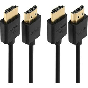 Cmple - 2 Pack High Speed HDMI Cable 1.5 ft 4k@60Hz Ultra Thin HDMI 2.0 Cable 4k HDMI Cable, ARC, 3D, 4k HDMI Cord - Flexible