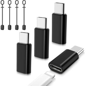 TiMOVO Adapter for Lightning Female to USB C Male Adapter, 4 Pack Adapter for Lightning USB-C Adapter, Data Sync Charger for i-Phone 15/16 Pro/Pro Max/Plus, iPad Pro/Air, Not for Audio/OTG, Black