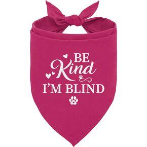 Be Kind I'm Blind Dog Bandana, Dark Pinnk Dog Bandana, Blind Dog Accessories, Pet Dog Triangle Scarf, Pet Scarf Accessories for Dog Lovers, Dog Bandana for Small Medium Dogs (D12)