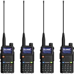 BAOFENG Radio 5RM Ham Radio Long Range Handheld Tri-Band 2 Way Radio Rechargeable Walkie Talkies for Adults, Family, Cycling, Road, Trip, Hiking (Black, 4 Pack)