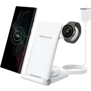Nillkin Charging Station for Samsung, Foldable&Portable 3 in 1 Wireless Charger Station for Samsung S23/S22/S21, Galaxy Watch Charger Only for Watch 5/4/3/Active 2, Compatible with Galaxy Buds