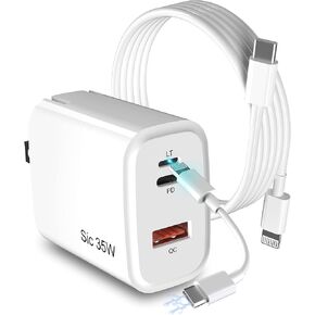 New Technology Lighting Female to USB Type c Charger 30W 3-Port,iPhone 14 13 12 Fast Charging Super Fast USB C Charger Compatible with Apple iPhone,iPad Pro and Samsung Galaxy Android Multiple Device