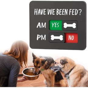 Smart Pet Feeding Tracker with Magnet - Dog Feeding Reminder with “Have We Been Fed", Acrylic Reminder Slider for Fridge, Feed Tracker AM PM, Dog Fed Needs with Yes or No,Never Miss a Meal