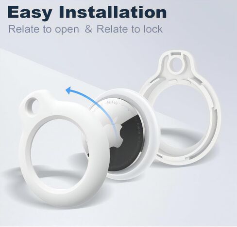 Airtag Holder Air Tag Case with Keychain, Anti-Scratch Shockproof PC Airtags Key Chain for Apple Air Tags, Protective Accessories for GPS Item Finder Tracker Cover Bags, Keys, Pets White Colour. in Saudi Arabia