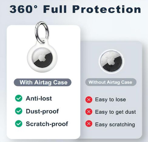 Airtag Holder Air Tag Case with Keychain, Anti-Scratch Shockproof PC Airtags Key Chain for Apple Air Tags, Protective Accessories for GPS Item Finder Tracker Cover Bags, Keys, Pets White Colour. in Saudi Arabia