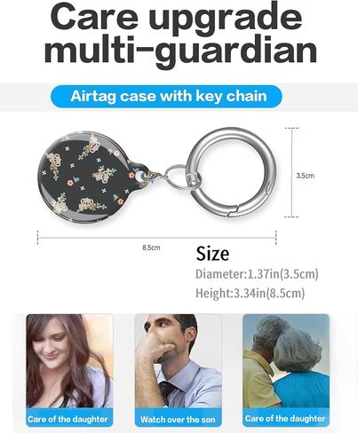 متوافق مع غطاء حافظة AirTag، حافظة تعقب واقية لطيفة مع حامل سلسلة مفاتيح حلقية لبطاقة Airtag، غطاء Airtag مقاوم للخدش للمحفظة والأمتعة والقطط والكلاب والحيوانات الأليفة (منقوش باللون الأبيض الوردي) in Kuwait