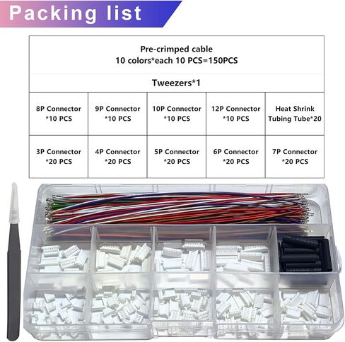 ZH 1.5mm JST Connector Kit with 28AWG Pre-Crimped Cables,2/3/4/5/6/7/8/9/10 Pin Housing JST Adapter of 150mm Wire Cable in Saudi Arabia