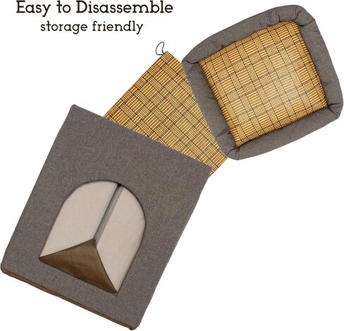 Downtown Pet Supply Cube Cat House - Modern Cat Condo & Kitten Bed - Foldable Cat Cube Bed with a Cat Toy - Faux Fur Kitty Bed - 16 in x 12.5 in x 12.5 in - Bamboo Cat Ottoman in Saudi Arabia