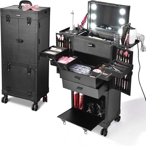 BYOOTIQUE Clipper Trimmer Portable Mobile Barber Station Tool Box Rolling Makeup Hair Salon Stylist Train Case Key in Saudi Arabia