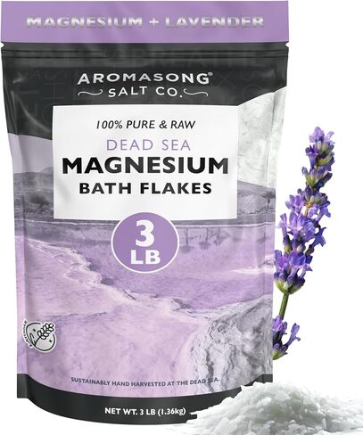 Aromasong Magnesium Flakes from The Dead Sea, 3 LB Resealable Pack (Packaging May Very) - Muscle Relaxing Magnesium Chloride Bath Salts Soak for Headaches, Stress & Leg Discomfort. in Saudi Arabia