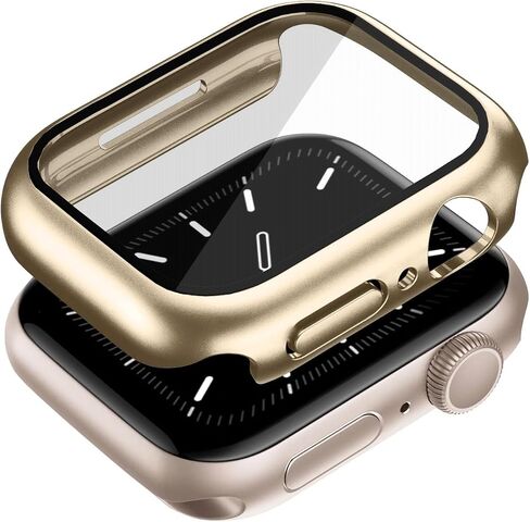 Compatible with Apple Watch Series 10 Case 42mm(2024) with Built-in Screen Protector, Super Thin Bumper Protector PC Hard Cover Shockproof Accessories Matte Frame Compatible iWatch.(Gold, 42mm) in Kuwait