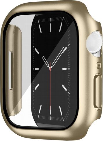 Compatible with Apple Watch Series 10 Case 42mm(2024) with Built-in Screen Protector, Super Thin Bumper Protector PC Hard Cover Shockproof Accessories Matte Frame Compatible iWatch.(Gold, 42mm) in Kuwait