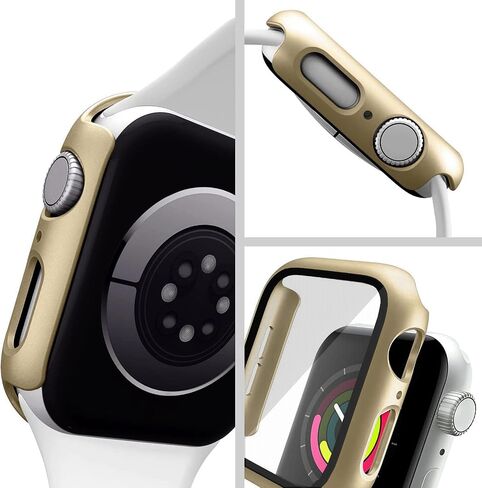 Compatible with Apple Watch Series 10 Case 42mm(2024) with Built-in Screen Protector, Super Thin Bumper Protector PC Hard Cover Shockproof Accessories Matte Frame Compatible iWatch.(Gold, 42mm) in Kuwait