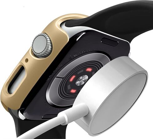 Compatible with Apple Watch Series 10 Case 42mm(2024) with Built-in Screen Protector, Super Thin Bumper Protector PC Hard Cover Shockproof Accessories Matte Frame Compatible iWatch.(Gold, 42mm) in Kuwait