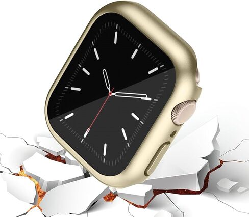 Compatible with Apple Watch Series 10 Case 42mm(2024) with Built-in Screen Protector, Super Thin Bumper Protector PC Hard Cover Shockproof Accessories Matte Frame Compatible iWatch.(Gold, 42mm) in Kuwait