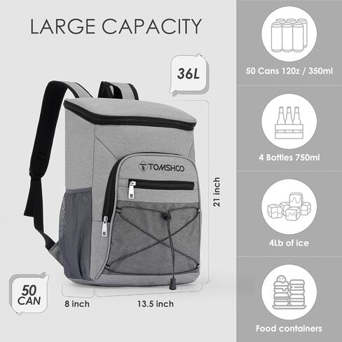 TOMSHOO Cooler Backpack 33 Cans, Lightweight Backpack Coolers Insulated Leak Proof Portable Lightweight Cooler Bag Camping Ice Chest Backpack Hiking, Beach in Saudi Arabia