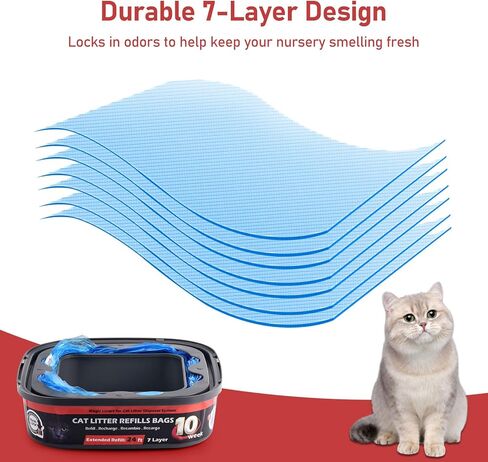 10 عبوات من أكياس إعادة تعبئة فضلات القطط، خرطوشة متوافقة مع معيار Litter Cat Genie، عبوات سطل Plus وXL، أكياس نفايات الحيوانات الأليفة، صندوق فضلات القطط in Kuwait