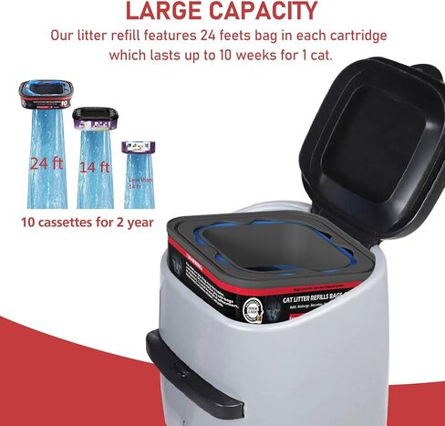 10 عبوات من أكياس إعادة تعبئة فضلات القطط، خرطوشة متوافقة مع معيار Litter Cat Genie، عبوات سطل Plus وXL، أكياس نفايات الحيوانات الأليفة، صندوق فضلات القطط in Kuwait