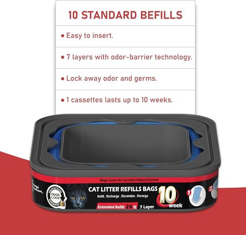 10 عبوات من أكياس إعادة تعبئة فضلات القطط، خرطوشة متوافقة مع معيار Litter Cat Genie، عبوات سطل Plus وXL، أكياس نفايات الحيوانات الأليفة، صندوق فضلات القطط in Kuwait