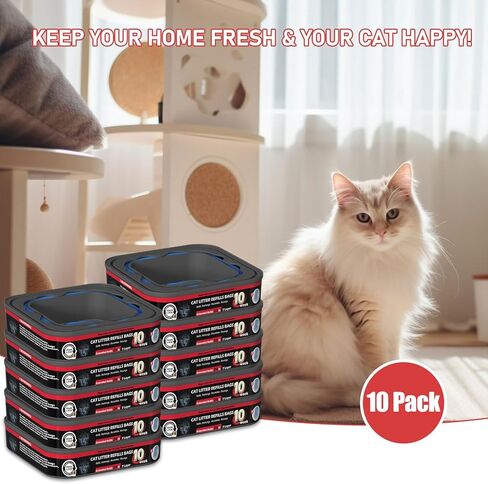 10 عبوات من أكياس إعادة تعبئة فضلات القطط، خرطوشة متوافقة مع معيار Litter Cat Genie، عبوات سطل Plus وXL، أكياس نفايات الحيوانات الأليفة، صندوق فضلات القطط in Kuwait