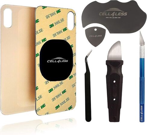 Cell4less Back Glass Compatible with The iPhone Xs Max W/Full Body Adhesive, Removal Tool, and Wide Camera Hole for Quicker Installation NO Logo (Black w/Toolkit) in Saudi Arabia