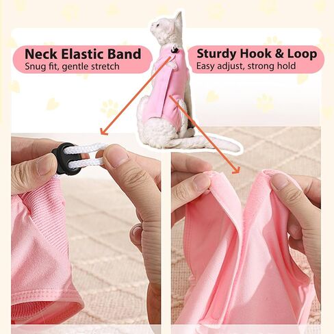 Cat Recovery Suit Female to Prevent Licking Scratching, Kitten Onesie for Cats After Surgery Surgical Abdominal Wound with Adjustable Drawstrings, Cat Cone Alternative in Saudi Arabia