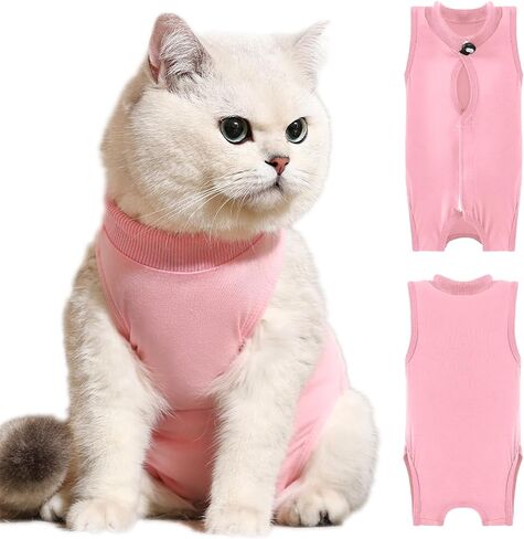 Cat Recovery Suit Female to Prevent Licking Scratching, Kitten Onesie for Cats After Surgery Surgical Abdominal Wound with Adjustable Drawstrings, Cat Cone Alternative in Saudi Arabia