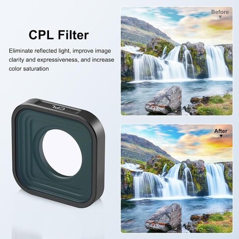 Action Camera CPL Lens Filter for GoPro HERO13 Black /12 Black /11 Black /11 Black Mini /10 Black /9 Black, Ultra Clear CPL Filter for GoPro Hero Series, GoPro Photography Accessories in Saudi Arabia