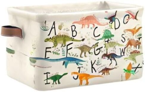 ABC Dinosaurs Storage Bin Collapsible with Handle Rectangle Waterproof ABC Dinosaurs Basket for Storage Cube Closet Organizer for Toy Nursery Book Office Shelf Bathroom in Kuwait