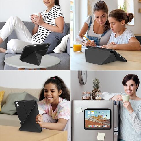 DTTO for iPad 10th Generation Case 10.9 Inch 2022, Foldable Stand with Landscape and Portrait Modes, Anti Slip Fabric Pattern Cover with Pencil Holder, Auto Wake/Sleep, Black in Saudi Arabia