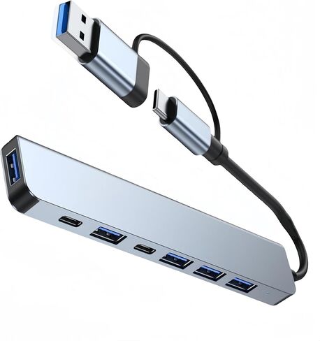 موزع USB C، محول ألومنيوم متعدد المنافذ 7 في 1 لجهاز MacBook Pro Air والمزيد من الأجهزة، متوافق مع أجهزة الكمبيوتر المحمولة USB C وأجهزة أخرى من النوع C in Kuwait