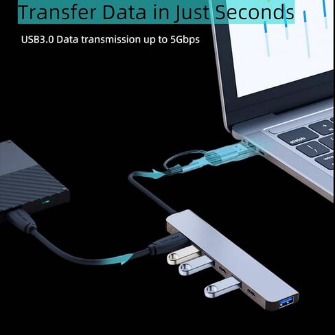 موزع USB C، محول ألومنيوم متعدد المنافذ 7 في 1 لجهاز MacBook Pro Air والمزيد من الأجهزة، متوافق مع أجهزة الكمبيوتر المحمولة USB C وأجهزة أخرى من النوع C in Kuwait