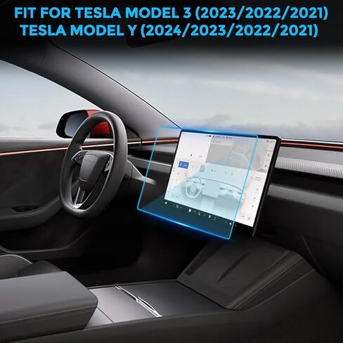 واقي شاشة من الزجاج المقسى 9H متوافق مع طراز Tesla Model Y (2021-2024) / الطراز 3 (2021-2023)، شاشة لمس مركزية مقاس 15 بوصة تعمل باللمس مضادة للخدش، زجاج مقسى لملحقات الطراز 3/Y in Kuwait