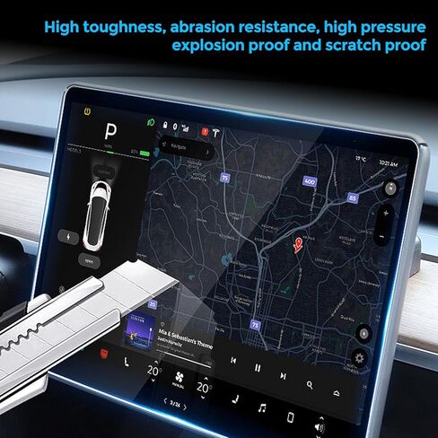 واقي شاشة من الزجاج المقسى 9H متوافق مع طراز Tesla Model Y (2021-2024) / الطراز 3 (2021-2023)، شاشة لمس مركزية مقاس 15 بوصة تعمل باللمس مضادة للخدش، زجاج مقسى لملحقات الطراز 3/Y in Kuwait