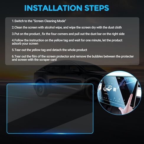 واقي شاشة من الزجاج المقسى 9H متوافق مع طراز Tesla Model Y (2021-2024) / الطراز 3 (2021-2023)، شاشة لمس مركزية مقاس 15 بوصة تعمل باللمس مضادة للخدش، زجاج مقسى لملحقات الطراز 3/Y in Kuwait