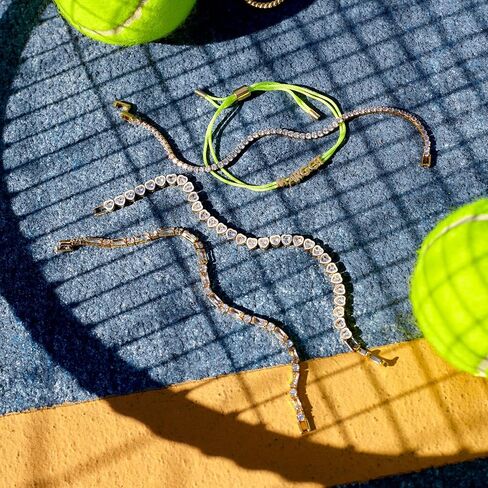 سوار تنس مملوء بالذهب 14 قيراط | سوار تنس كلاسيكي مكعب زركونيا 3 مم | أساور ربط ذهبية للنساء 6.15/6.75/7.15 بوصة in Kuwait