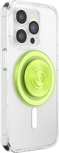 PopSockets Round Phone Grip Compatible with MagSafe, Adapter Ring Included, Phone Holder, Wireless Charging Compatible - Swirl Oasis Keylime in Saudi Arabia