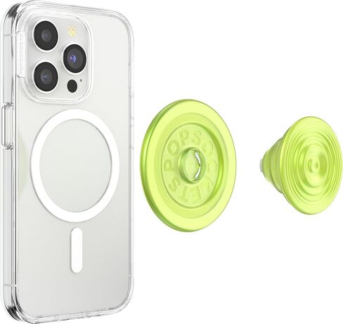 PopSockets Round Phone Grip Compatible with MagSafe, Adapter Ring Included, Phone Holder, Wireless Charging Compatible - Swirl Oasis Keylime in Saudi Arabia