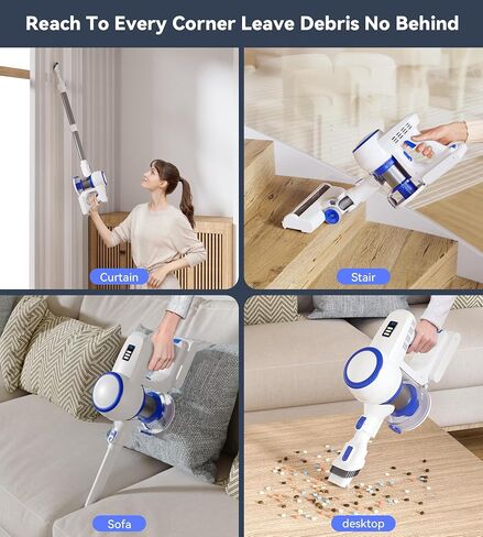 Cordless Vacuum Cleaner, 180W Stick Vacuum with 45 Mins Runtime, 2 Suction Modes, Anti-Tangle Brush Head, Lightweight Vacuum Cleaner for Home in Saudi Arabia