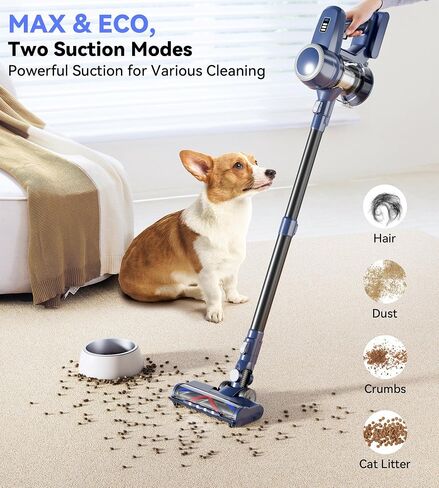 Cordless Vacuum Cleaner, 180W Stick Vacuum with 45 Mins Runtime, 2 Suction Modes, Anti-Tangle Brush Head, Lightweight Vacuum Cleaner for Home in Saudi Arabia