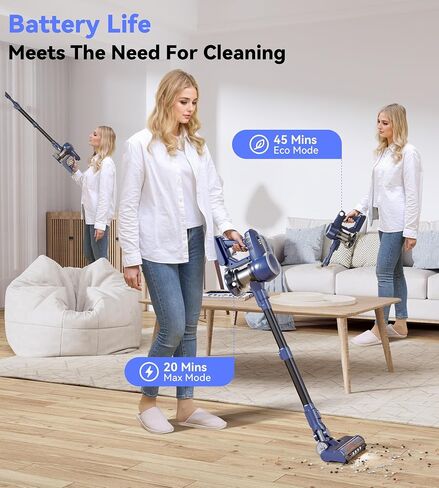 Cordless Vacuum Cleaner, 180W Stick Vacuum with 45 Mins Runtime, 2 Suction Modes, Anti-Tangle Brush Head, Lightweight Vacuum Cleaner for Home in Saudi Arabia