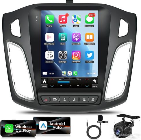 Car Radio for Ford Focus 2012-2018: 8 Core 4G+64G 10.4 Inch Touch Screen Stereo Head Unit Replacement with Wireless Carplay/Android Auto, Built-in Bluetooth GPS WiFi FM SWC Mirror Link Backup Camera in Saudi Arabia