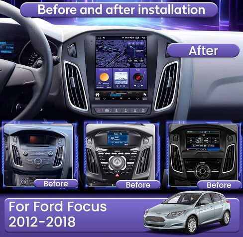 Car Radio for Ford Focus 2012-2018: 8 Core 4G+64G 10.4 Inch Touch Screen Stereo Head Unit Replacement with Wireless Carplay/Android Auto, Built-in Bluetooth GPS WiFi FM SWC Mirror Link Backup Camera in Saudi Arabia