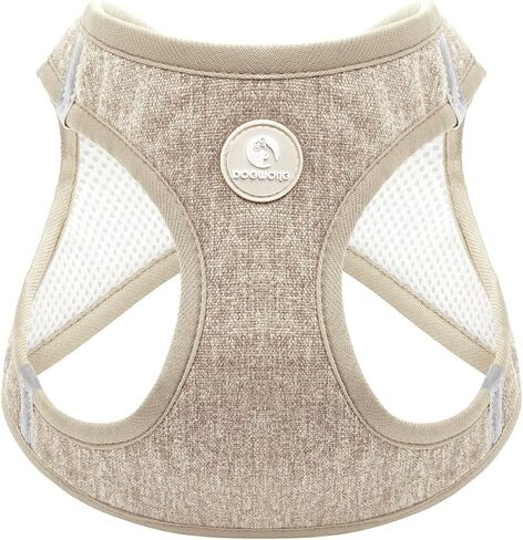 DOGWONG Step-in Air Dog Harness - Cotton Hemp Mesh Step in Vest Harness Khaki GOG Harness for Small and Medium Dogs in Saudi Arabia