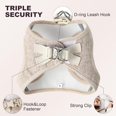 DOGWONG Step-in Air Dog Harness - Cotton Hemp Mesh Step in Vest Harness Khaki GOG Harness for Small and Medium Dogs in Saudi Arabia