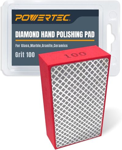 وسادات تلميع يدوية ماسية من باورتيك، 200 حبيبة، عبوة واحدة، كتلة صنفرة ماسية لتلميع وطحن البورسلين، بلاط السيراميك، الزجاج، الجرانيت، الحجر، الخشب والمعادن (71906) in Kuwait