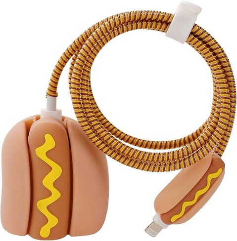 AUGEN iPhone Charger Protector Case, Portable Charger Cover for 20W iPhone USB C Cable, Lightning Cable Cover for Apple, Cute Cartoon 3D Design Power Adapter Case for Charging (Brown, Pack of 1) in Saudi Arabia