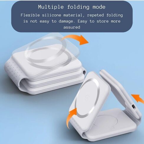 3 in 1 Wireless Charger for iPhone, Magnetic Foldable 3 in 1 Charging Station, Magnetic Pad, Travel Charger for Multiple Devices for iPhone 15/14/13/12 Series, AirPods Pro, iWatch in Saudi Arabia